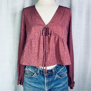 Pink Cropped Top Blouse Medium